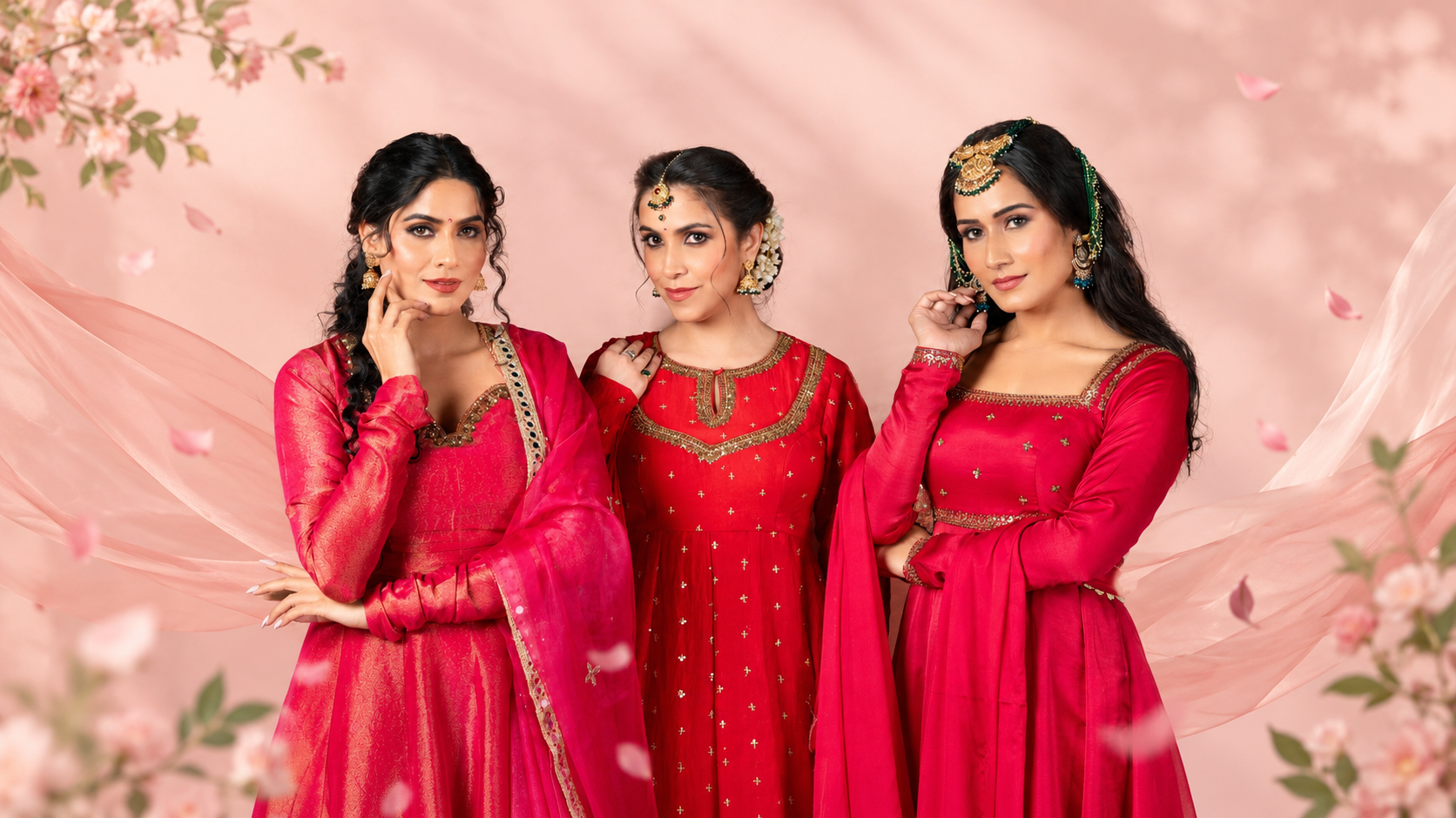 Elegant trio in festive pink