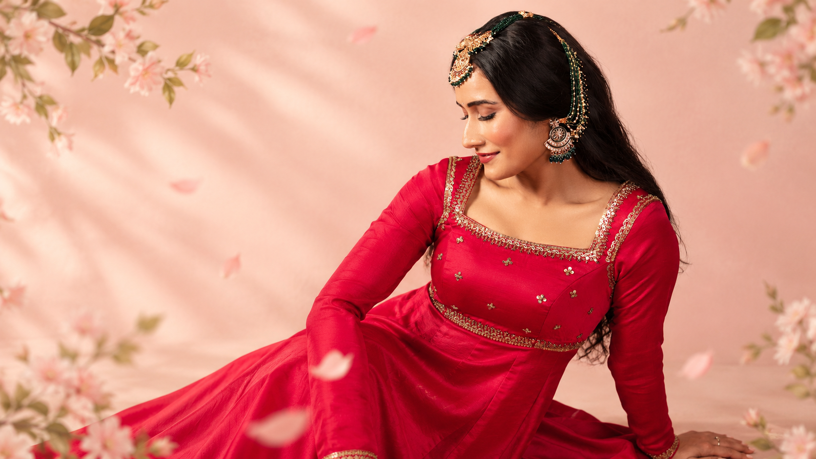Dreamy red bridal portrait